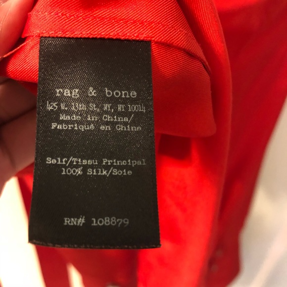 Rag & bone red Florence silk bow blouse sz 00 - Picture 6 of 7